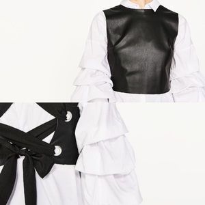 Zara Faux Leather Top with Bow